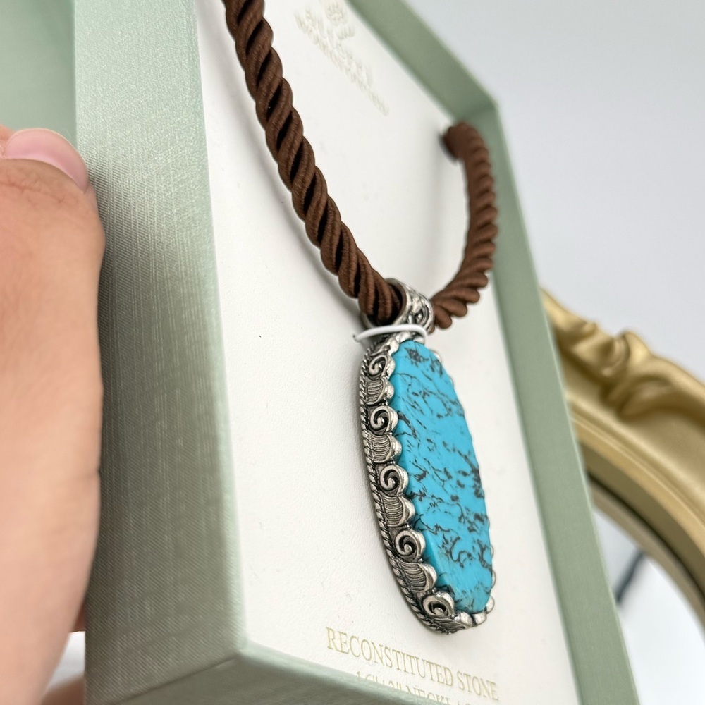 Atterri Turquoise-Style Reconstituted Stone Pendant Necklace –Western Boho Style - Picture 6 of 7